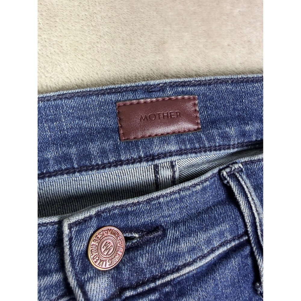 MOTHER The Hustler Size 26 Ankle Fray Jeans Blue Patch Pocket Flare Raw Hem - Picture 7 of 15